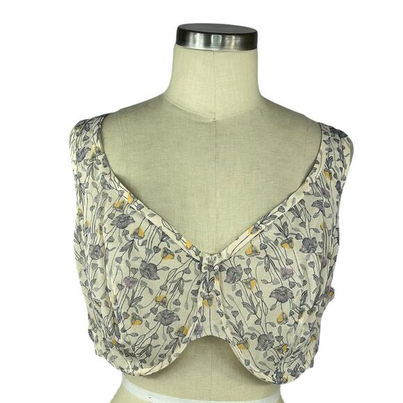 THIRDLOVE Unlined In Bloom Scoop Bra Cream Purple Yellow Women's Size 44E - Picture 2 of 6